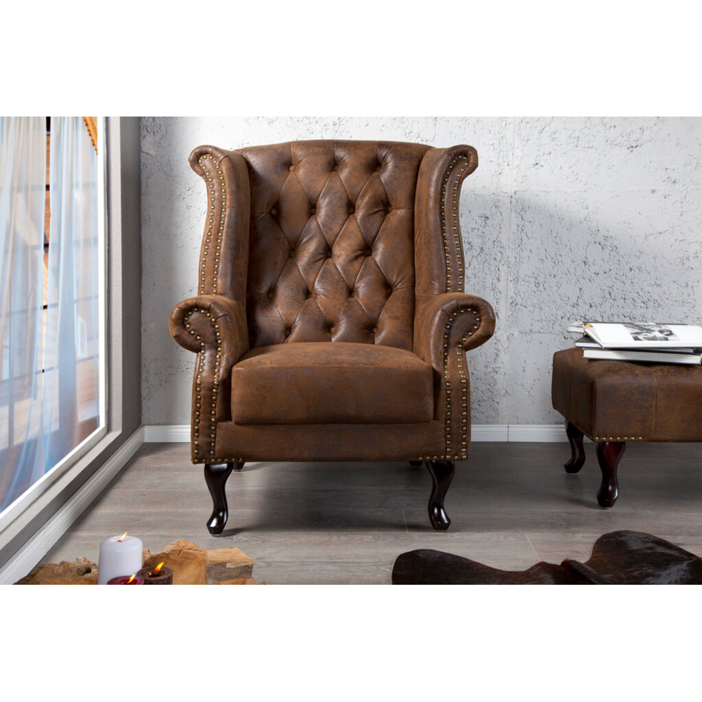 Ohrensessel CHESTERFIELD Antik-Look braun Bild 4
