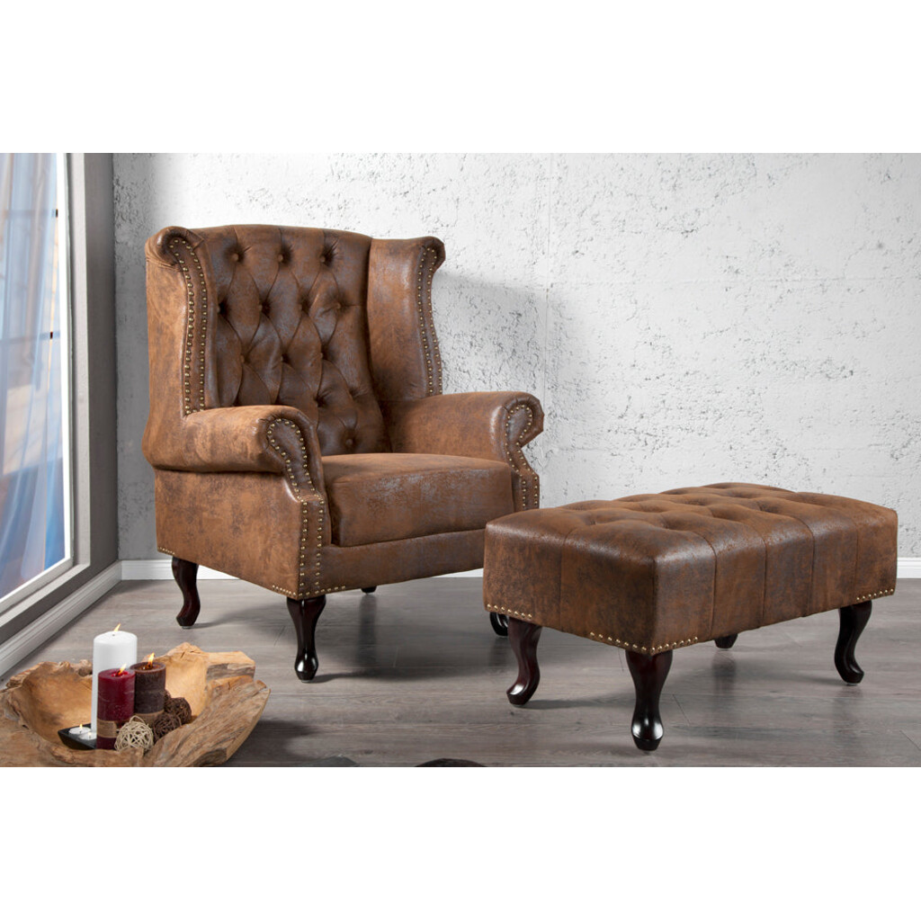 Ohrensessel CHESTERFIELD Antik-Look braun Bild 3