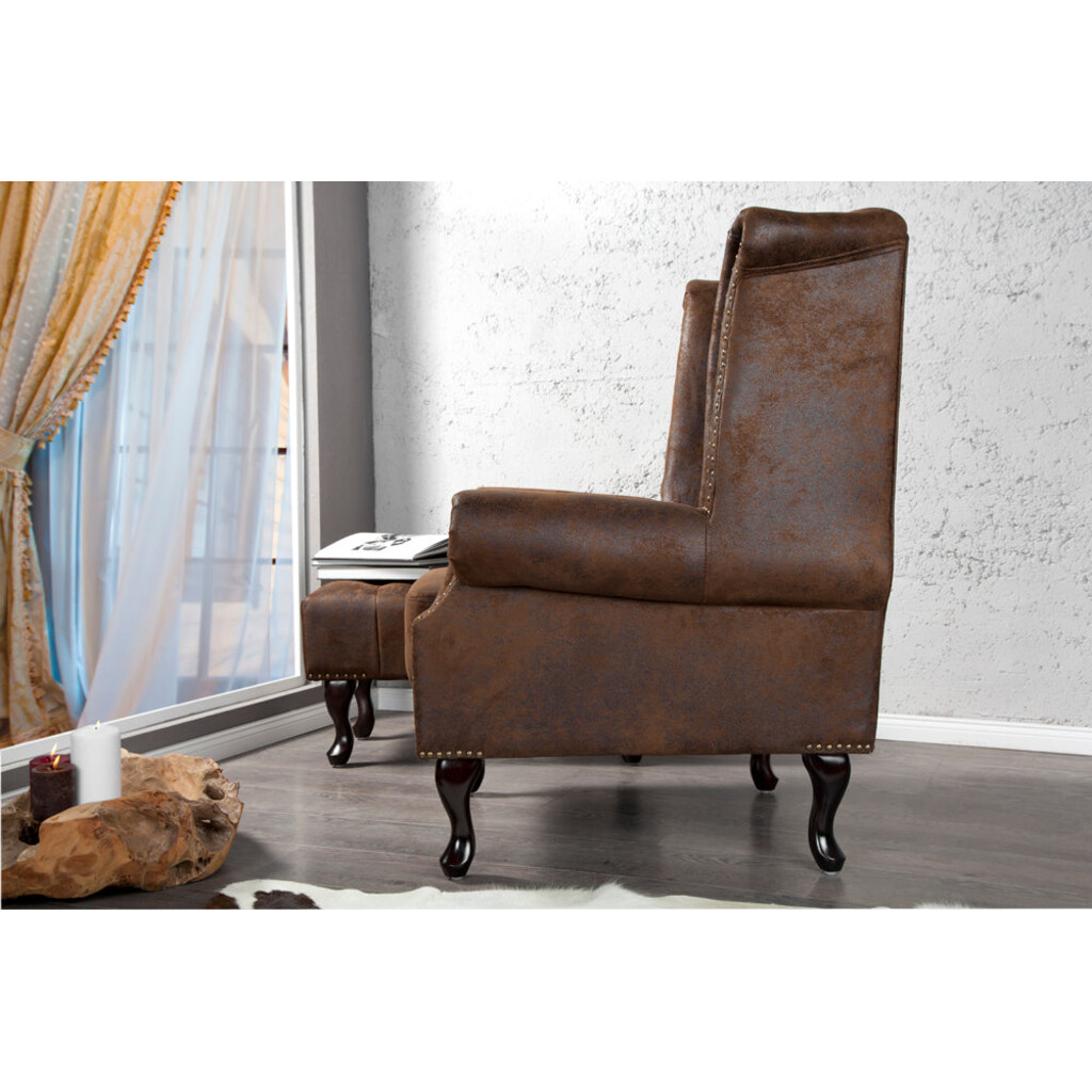 Ohrensessel CHESTERFIELD Antik-Look braun Bild 5