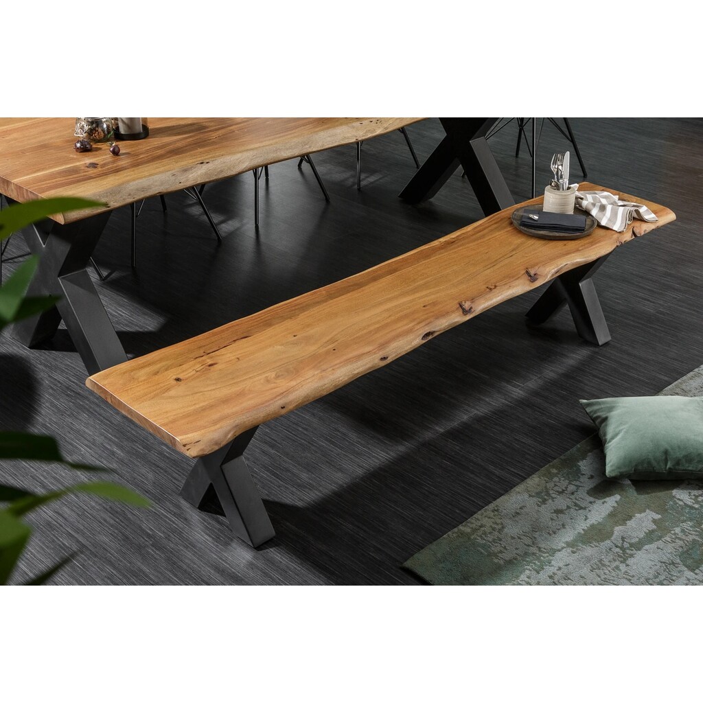 Sitzbank MAMMUT X-Beine, Akazienholz Bild 5