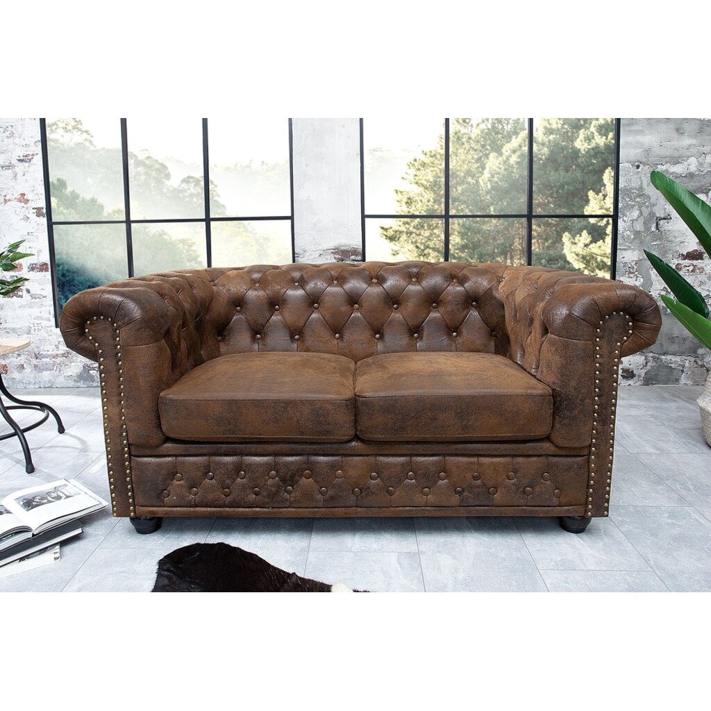 Sofa CHESTERFIELD 2-Sitzer Antikoptik braun Preview Image