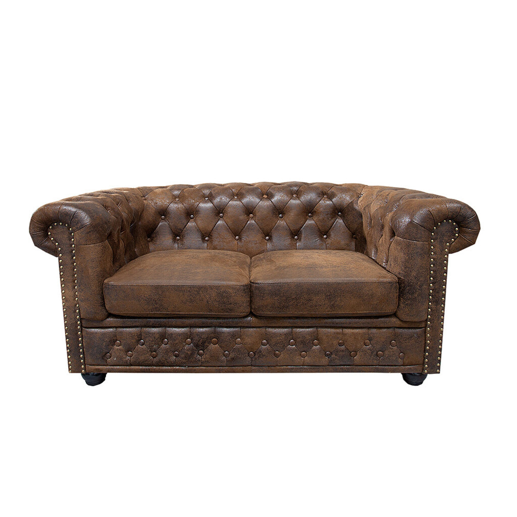 Sofa CHESTERFIELD 2-Sitzer Antikoptik braun Preview Image