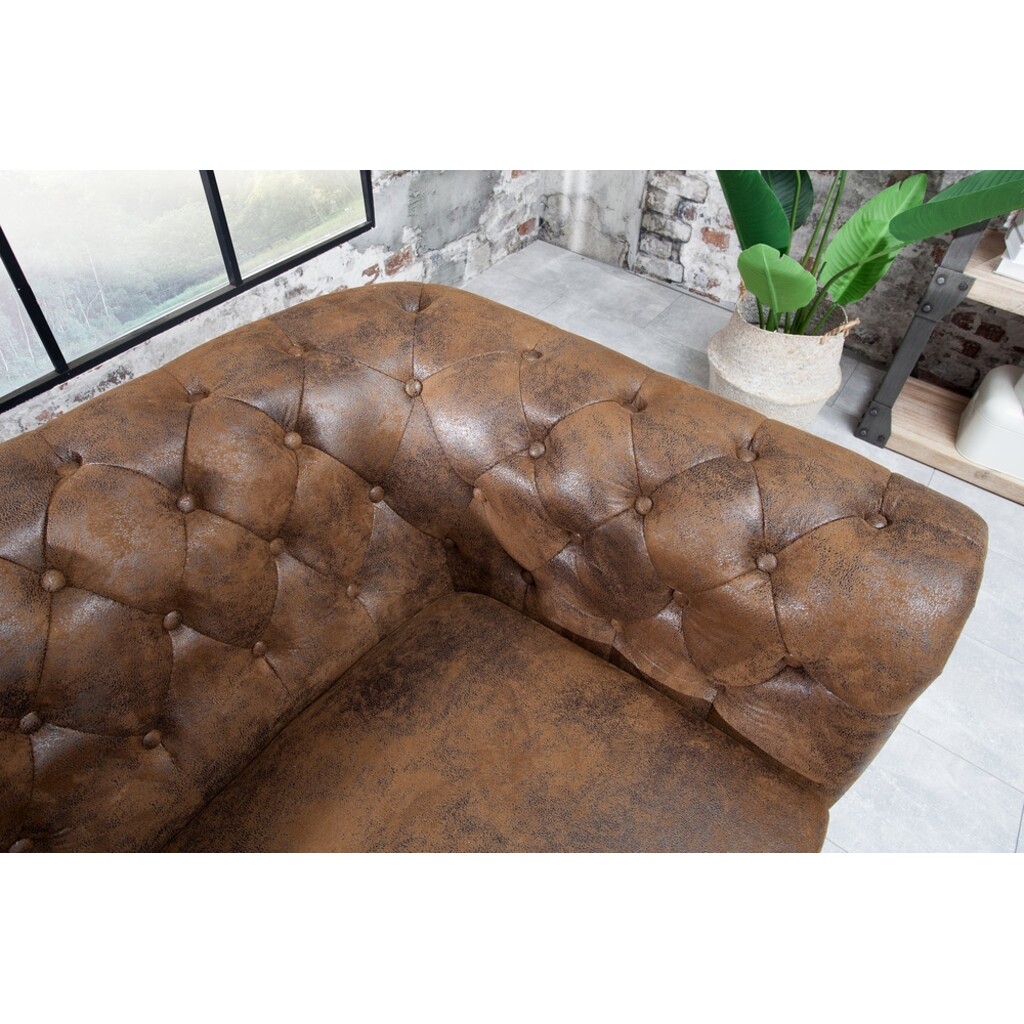Sofa CHESTERFIELD 3-Sitzer Antikoptik braun Bild 3