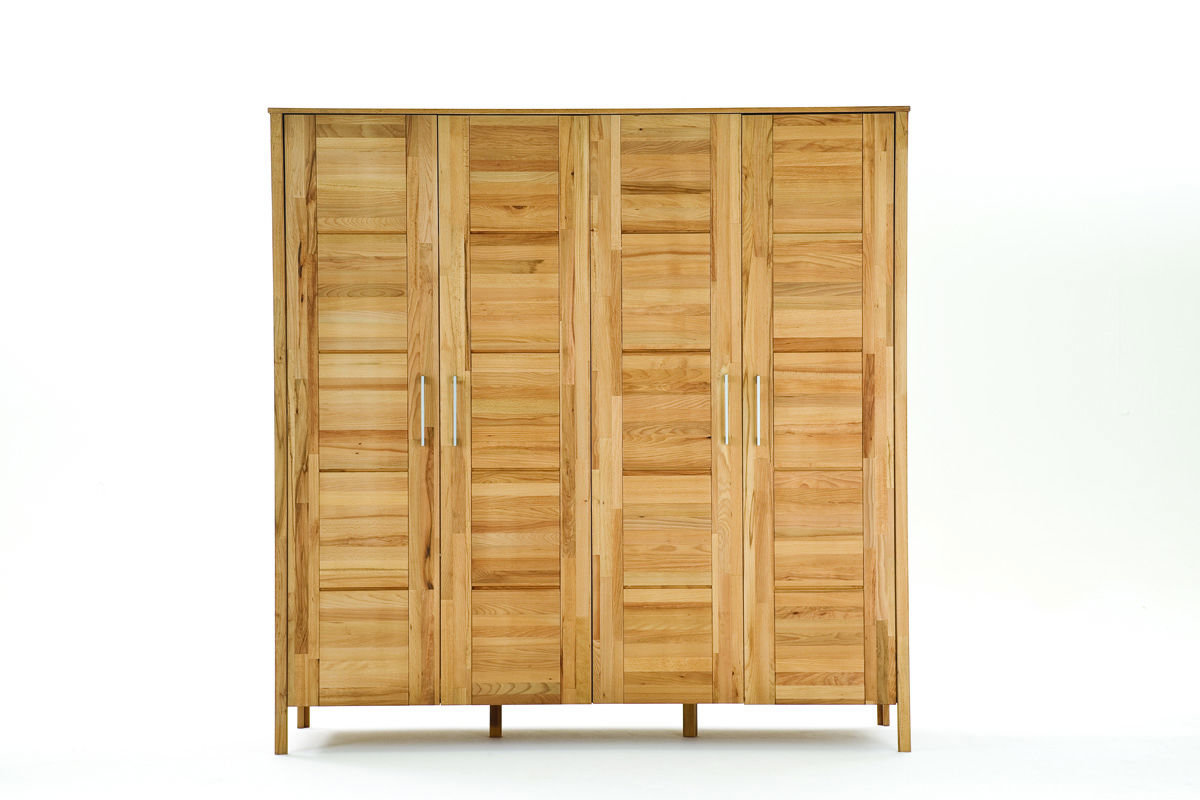 Kleiderschrank Modern Zen aus Massivholz mit Kassettentüren Preview Image
