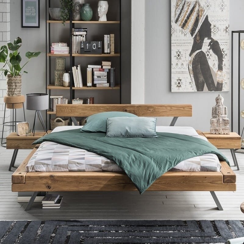 Balkenbett Leby aus massiver Wildeiche Preview Image