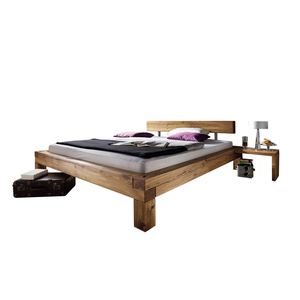Balkenbett Massivholz Eiche Odense