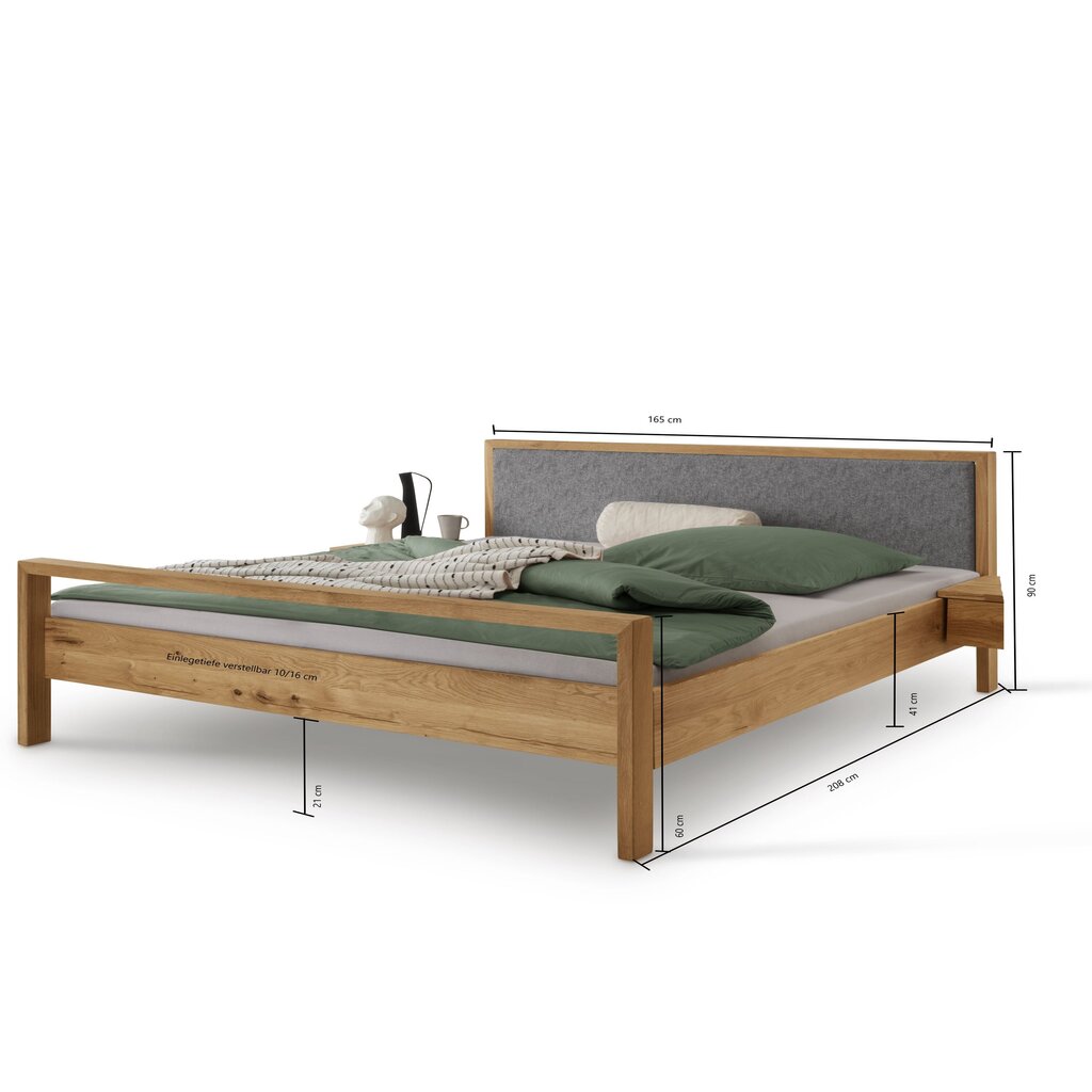 Aalborg Bett mit Filzkopfteil und Fußteil Eiche Bild 2
