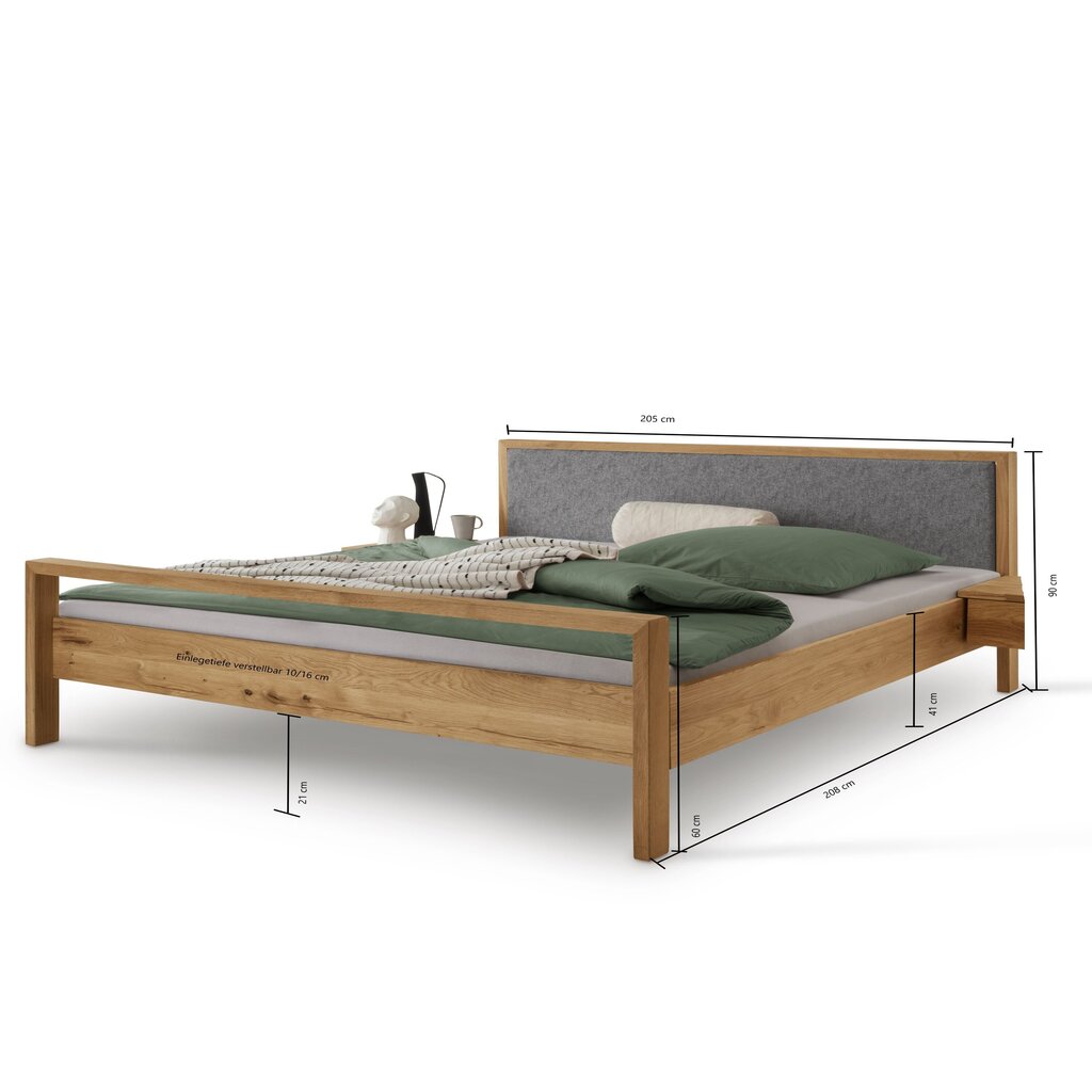 Aalborg Bett mit Filzkopfteil und Fußteil Eiche Bild 4