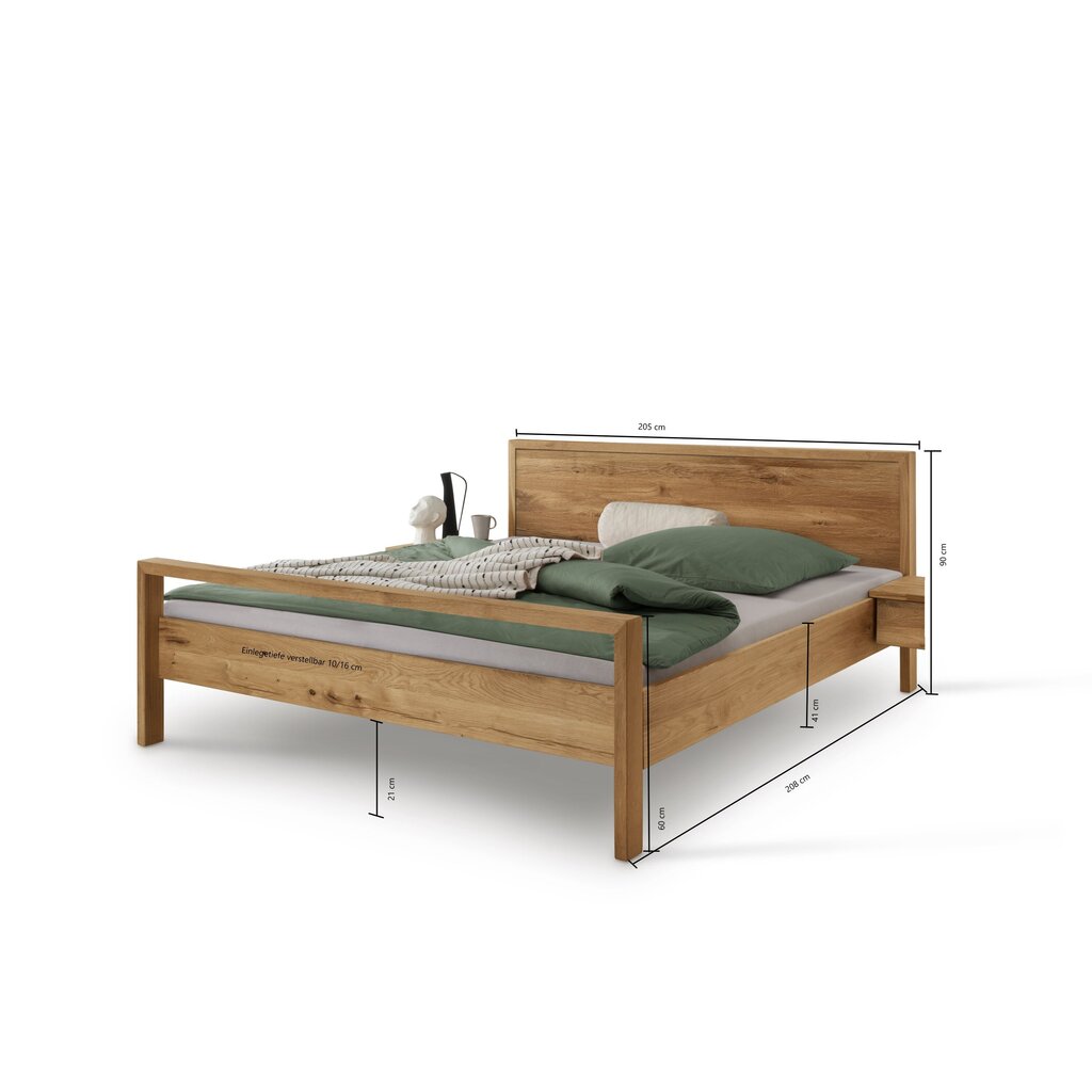 Aalborg Bett mit gebürstetem Kopfteil und Fußteil Eiche Bild 4