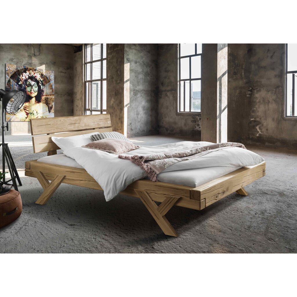 Cinall Unika Balkenbett Doppelbett mit Y-Bein Holz aus Massivholz Preview Image