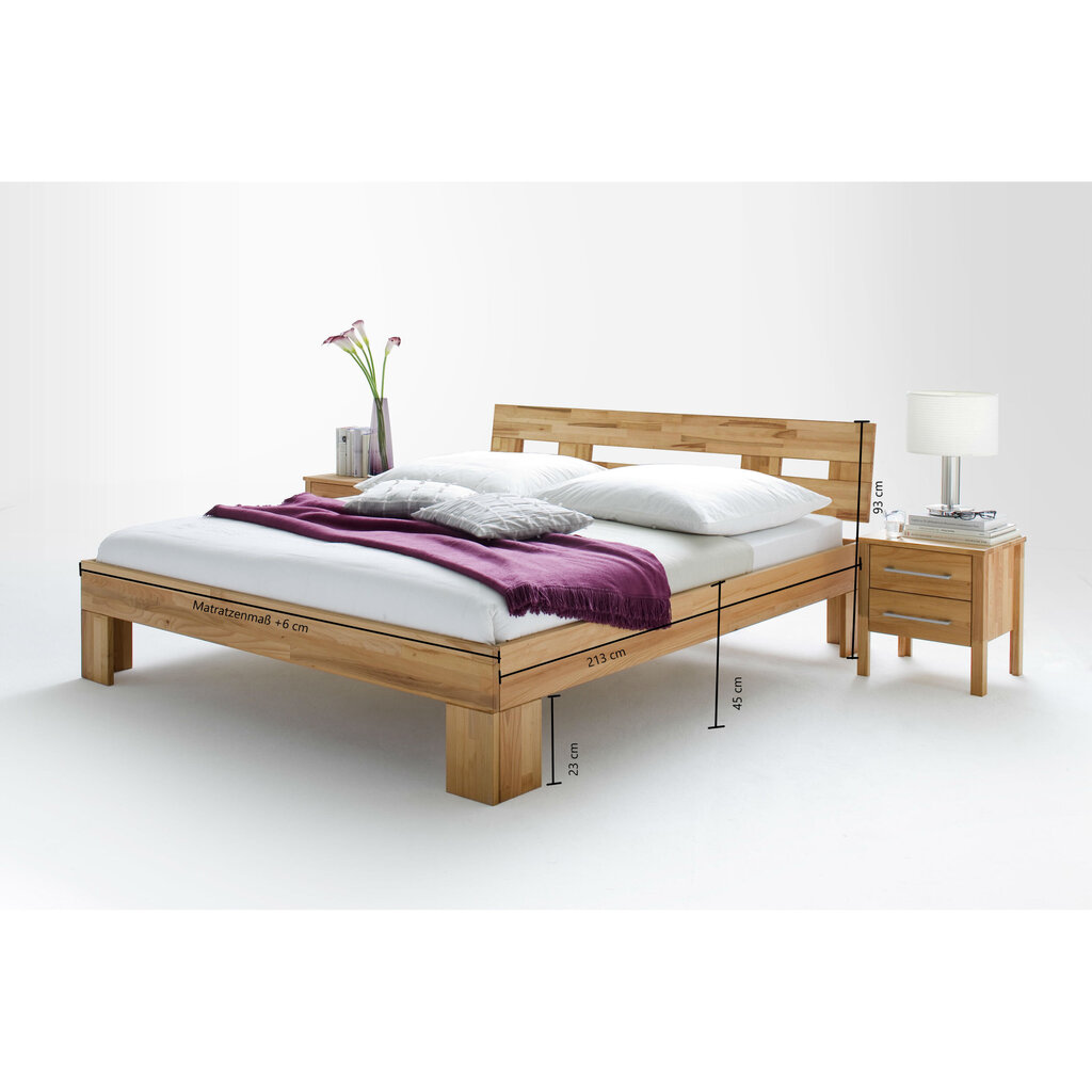 Massivholz Schlafzimmer Bett Modern Zen mit Grid Kopfteil Bild 3
