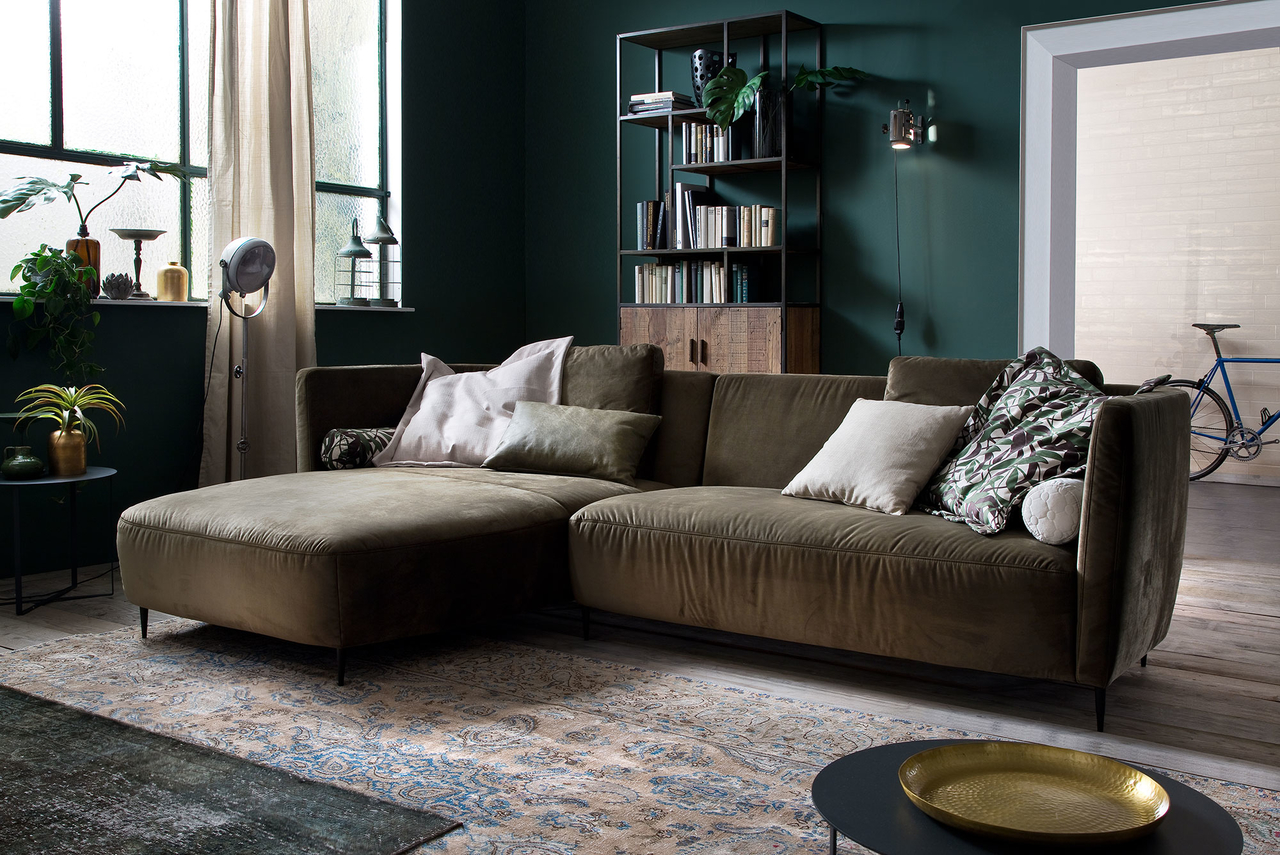 Skandinavische Sitzecke Kasket Velvet Oliv | SkanSofa