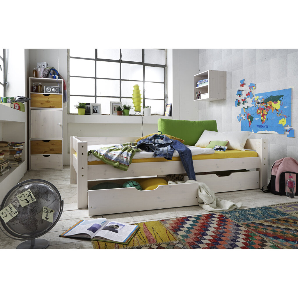 Einzelbett mit Bettschubkasten aus massiver Kiefer Preview Image