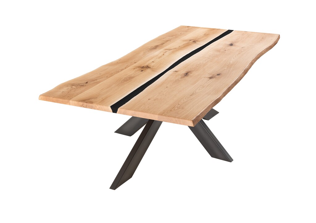 Harztisch mit natürlicher Baumkante und Metalluntergestell Spinne 40 Preview Image