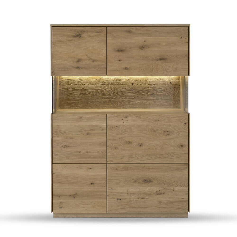 Highboard mit Glaseinsatz und Beleuchtung St. Gallen aus Wildeiche Bild 2