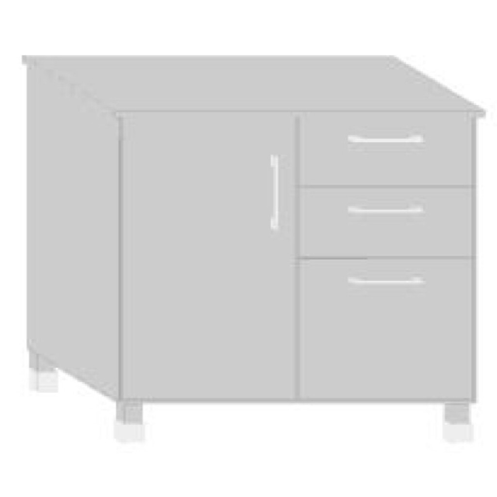 TPT Massivholz Küchen-Unterschrank 1 Tür links, 2 kleine & 1 großer Schubkasten Preview Image