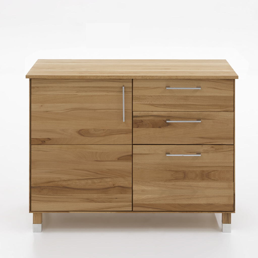 TPT Massivholz Küchen-Unterschrank 1 Tür links, 2 kleine & 1 großer Schubkasten Preview Image