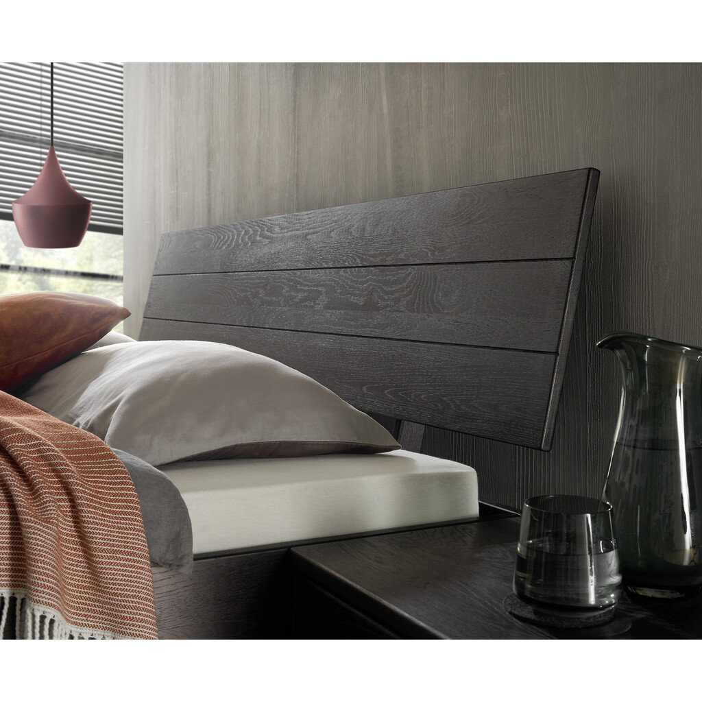 TPT Schwarzes Komplettbett Black Edition – Massives Wildeiche Doppelbett mit Metallkufe Bild 2
