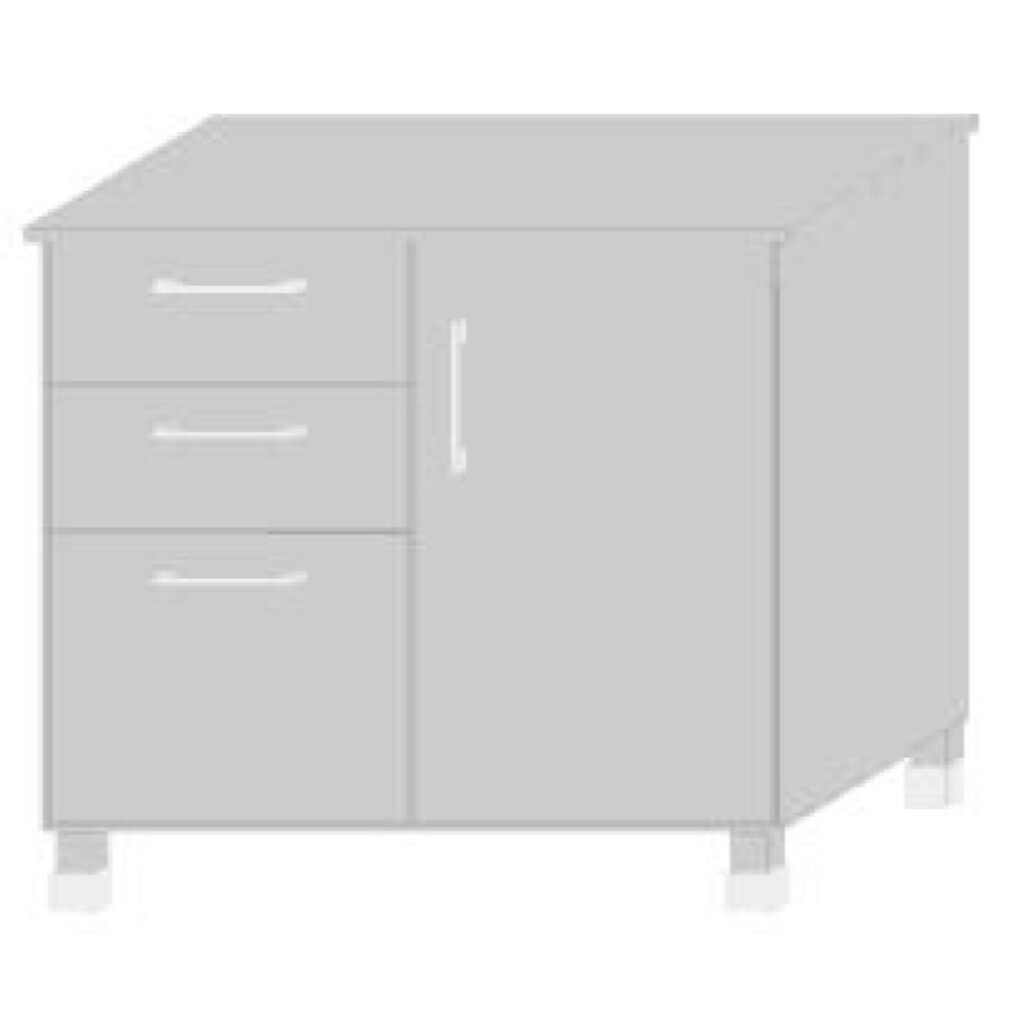 TPT Unterschrank 1 Tür rechts, 2 kleine & 1 großer Schubkasten für Massivholz Küche Preview Image