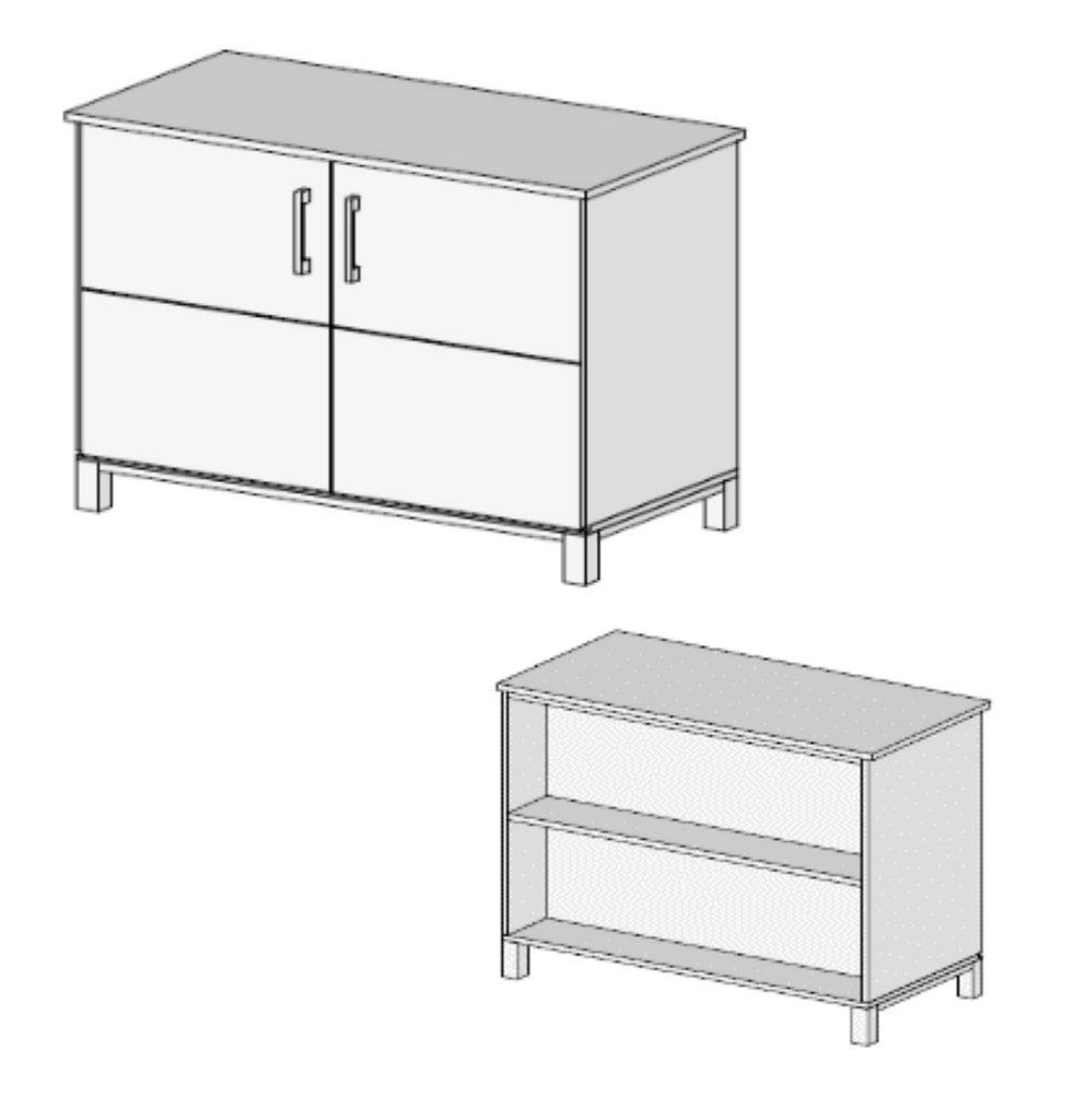 TPT Unterschrank 2-türig mit Rückwand-Regal für Massivholzküche Preview Image