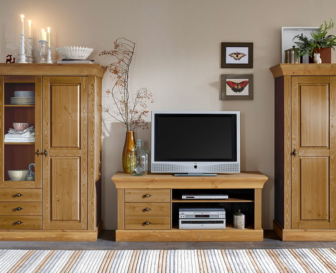 Massivholz Vitrine mit Holztür Bergen Landhausstil Bild 7