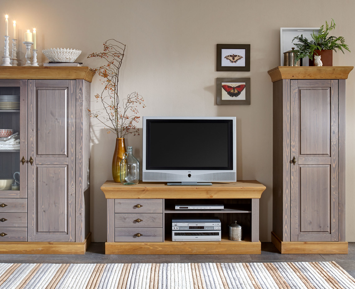 Massivholz Vitrine mit Holztür Bergen Landhausstil Bild 8
