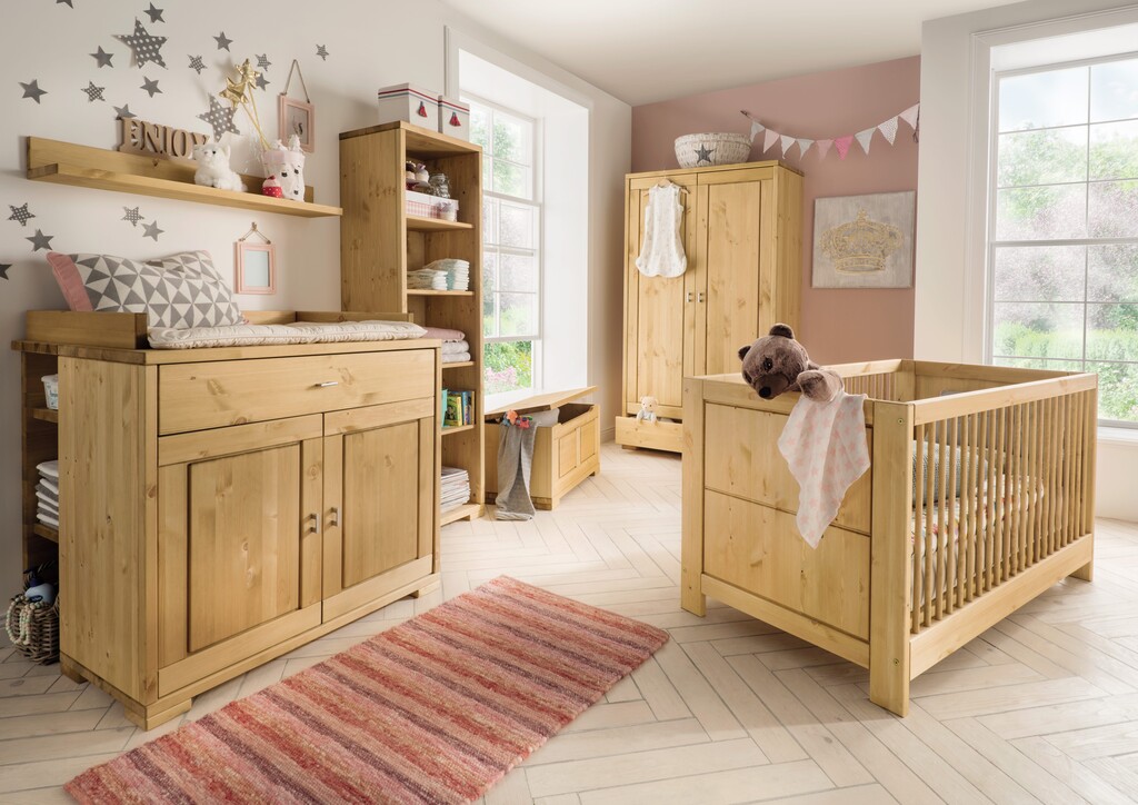 Wohnglücklich Babybett Vita aus massiver Kiefer Preview Image