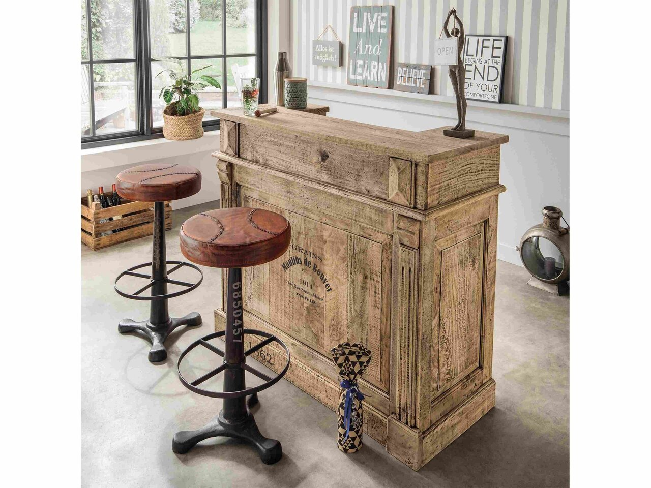 Barhocker Priya mit Ledersitz Preview Image
