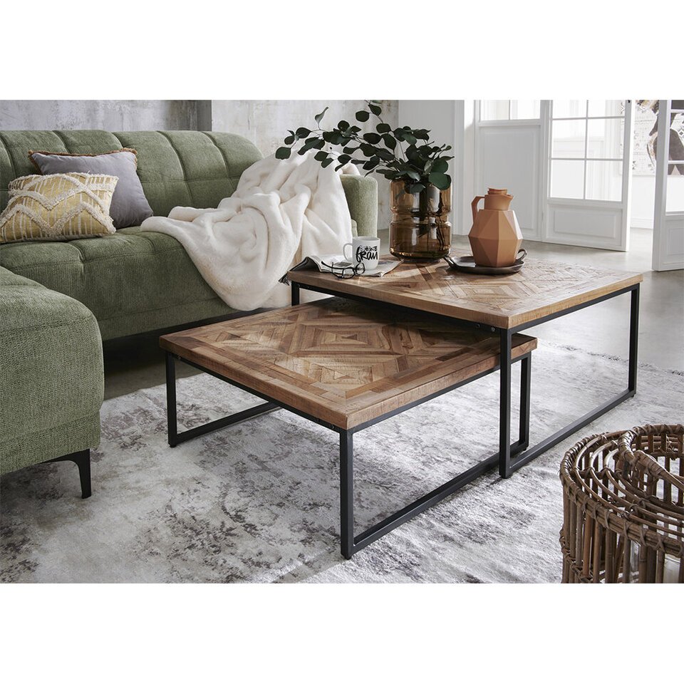 Couchtisch II Mosaik aus recyceltem Teakholz | Wohnglücklich