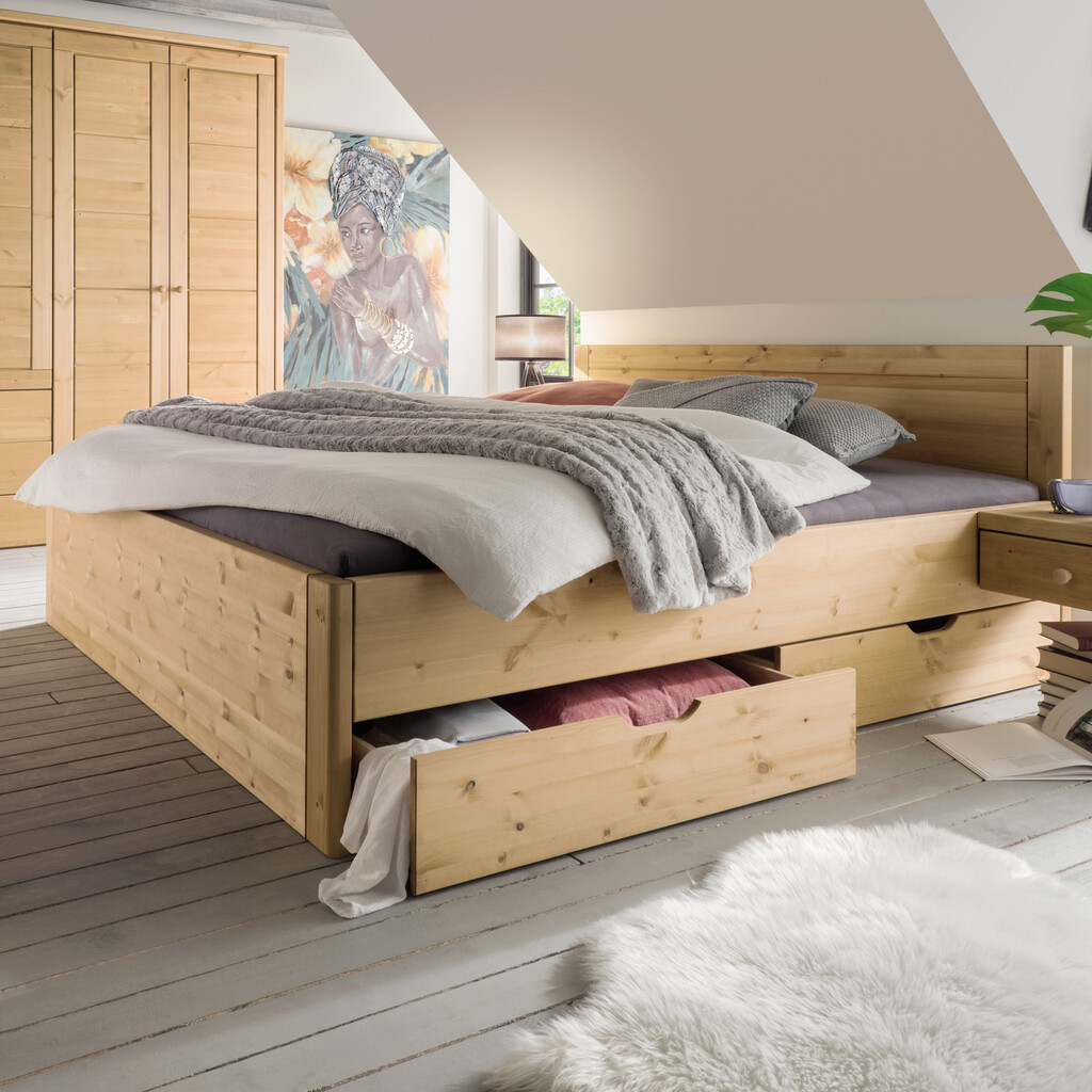 Doppelbett Vita mit 4 Schubkästen Kiefer Massivholz Preview Image
