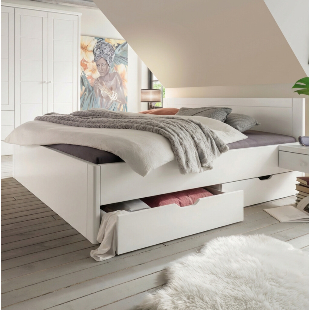 Doppelbett Vita mit 4 Schubkästen Kiefer Massivholz Bild 2