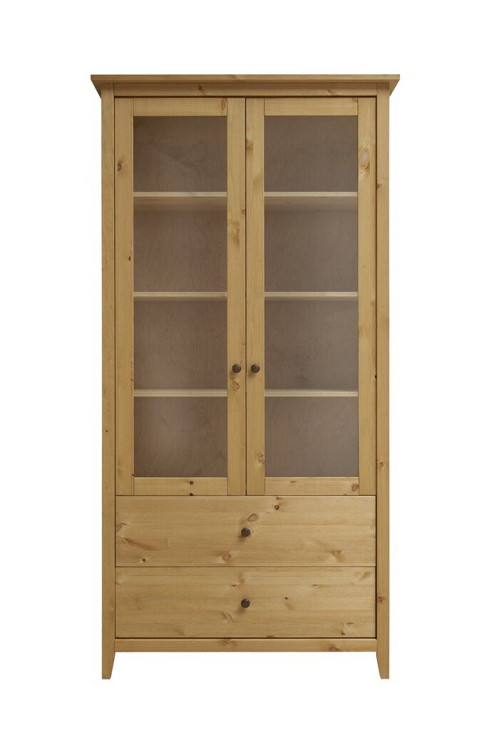 Kiefer Massivholz Doppelvitrine Wohnglücklich mit Glastür Bild 2