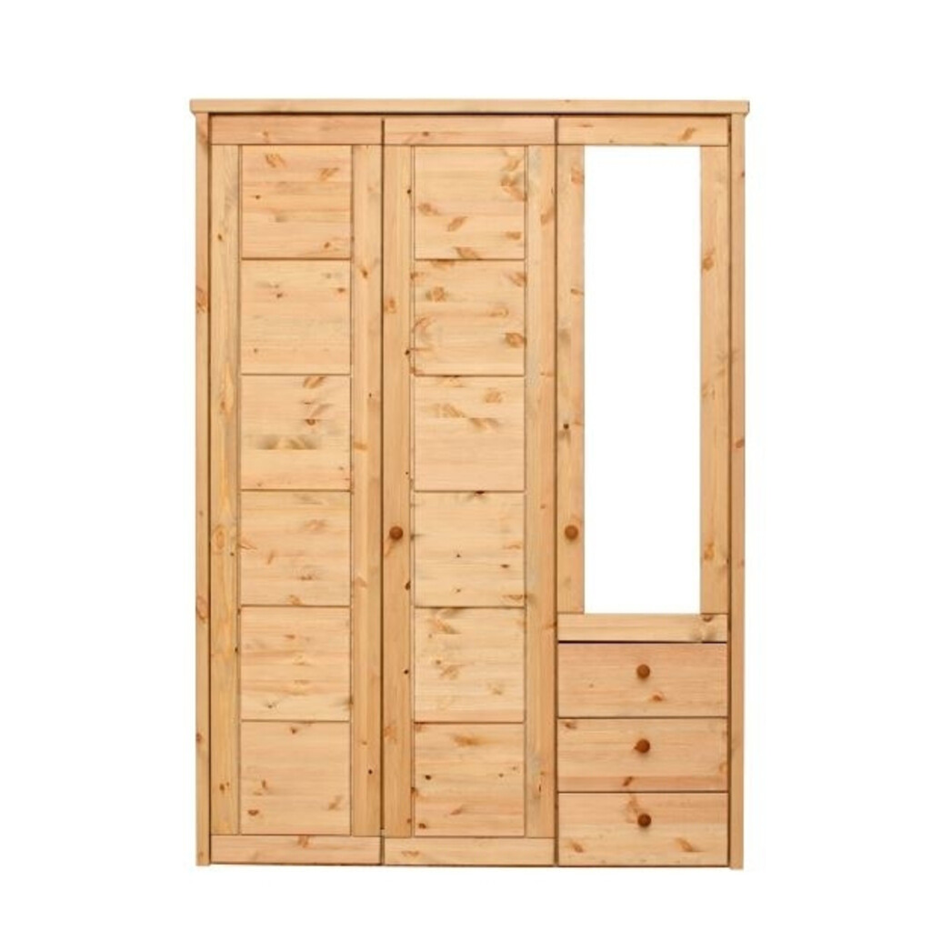 Kleiderschrank Vita mit Kassettenfront 3-türig und Spiegeltür Preview Image