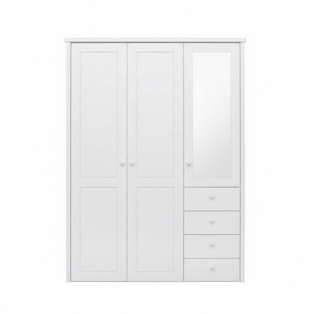 Kleiderschrank Vita mit Kassettenfront 3-türig und Spiegeltür Bild 2