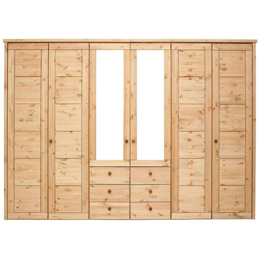 Kleiderschrank Vita mit Kassettenfront 6-türig, 2 Spiegeltüren und 6 Schubladen Preview Image