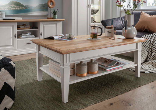 Impressionen zu G&K Couchtisch Alva aus massiver Kiefer und Eiche, Bild 1