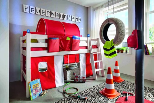 Impressionen zu INFANSKIDS Halbhohes Abenteuerbett Feuerwehr aus massiver Kiefer, Bild 1