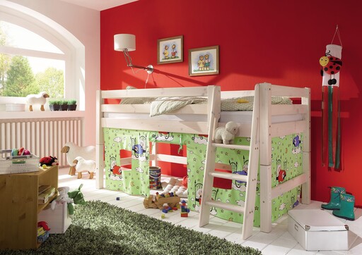 Impressionen zu INFANSKIDS Halbhochbett mit Absturzsicherung und schräger Leiter, Bild 1