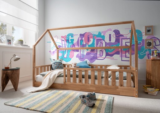 Impressionen zu INFANSKIDS Kinder Bodenbett mit Rausfallschutz und Rollrost, Bild 1