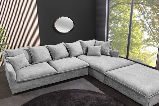 Ecksofa Heaven 255cm abnehmbarer Bezug Bouclé grau | Invicta Interior