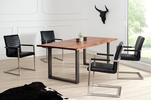 Impressionen zu Invicta Interior Freischwinger Loft Esszimmerstuhl mit Armlehnen, Mikrofaser, Bild 7