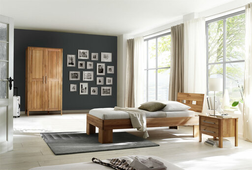 Impressionen zu Lars Olesen Massivholz Schlafzimmer Bett Modern Zen mit Grid Kopfteil, Bild 3