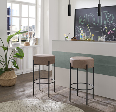Impressionen zu TPT 2er-Set Barhocker Atina Braun | Skandinavischer Tresenstuhl, Bild 1
