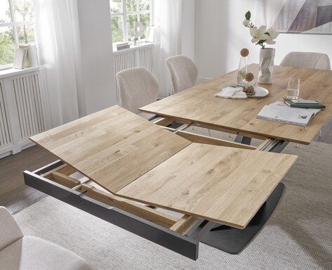 Impressionen zu TPT Auszieh-Esstisch GIZEH von – Wildeiche geölt & Schwarz – Skandinavisches Design, Bild 4