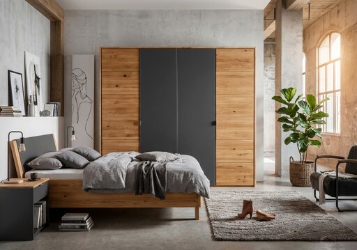 Impressionen zu TPT Holstebro Kleiderschrank Wildeiche mit Anthrazitglas | TPT, Bild 3