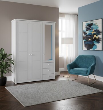 Impressionen zu Wohnglücklich Kleiderschrank Vita mit Kassettenfront 3-türig und Spiegeltür, Bild 2