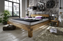 Balkenbett Massivholz Eiche Odense Doppelbett, 180 x 200 cm, Wildeiche geölt