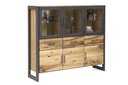 Alteiche Janne Highboard 3 Holztüren, 3 Türen mit Glaseinsatz, 3 Glaseinlegeböden, 3 Schubkästen