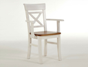 Essgruppe Landhausstil Fjord mit Eckbank weiss bernstein Stuhl mit Holzsitz mit Armlehne B61xH94xT43