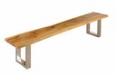 Esszimmerbank Zingst aus massiver Wildeiche 160 x 45 x 40 cm, Fuß: Metall Edelstahloptik